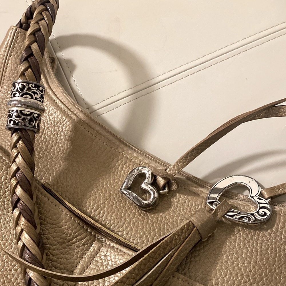 Brighton Gold/Tan Braided Handle Genuine Leather Bag - Picture 11 of 13